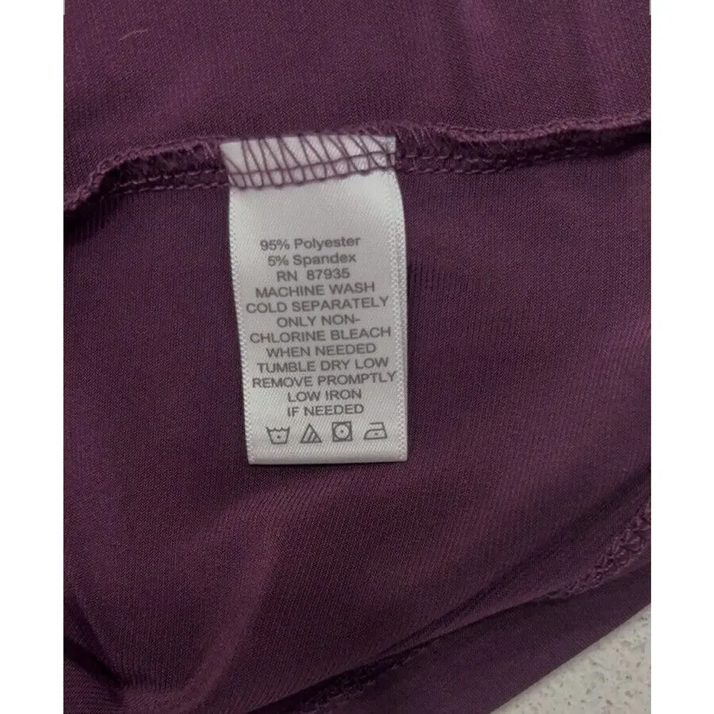 Susan Graver 1X Plum Purple Ruched Turtleneck Stretch Long Sleeve Liquid Knit - Picture 7 of 8